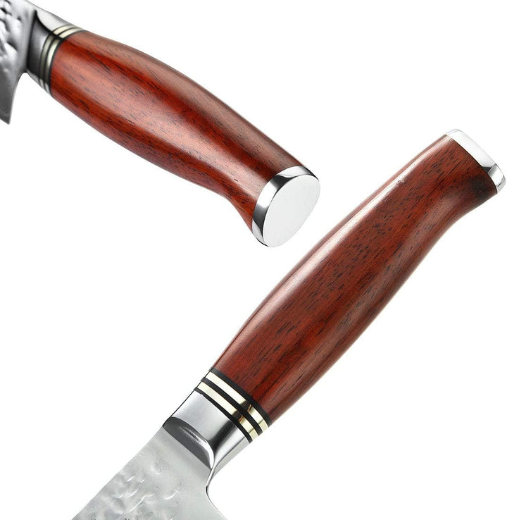 YARENH santoku messer damast 18cm, küchenmesser scharf Aus 73 Schichten Damaststahl,mit Holzgriff, k