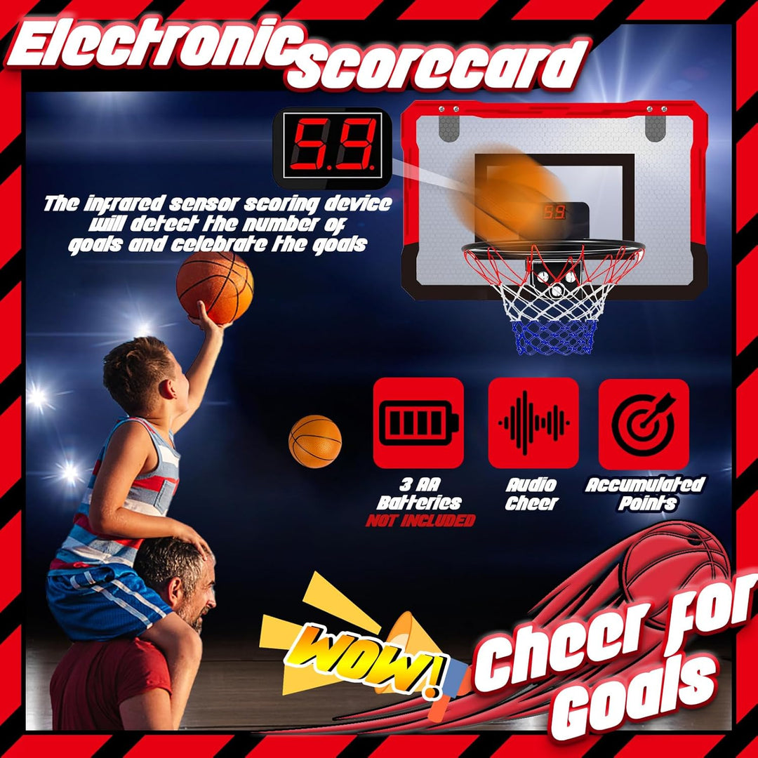 TEUVO Basketballkorb für Kinder und Erwachsene, Strong Indoor Mini Basketballkorb für Tür mit Pumpe,