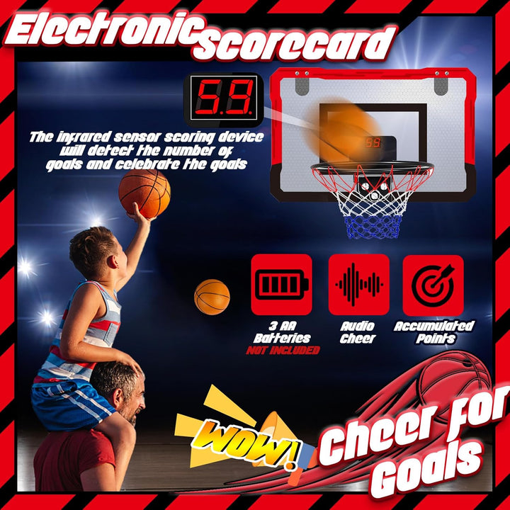 TEUVO Basketballkorb für Kinder und Erwachsene, Strong Indoor Mini Basketballkorb für Tür mit Pumpe,