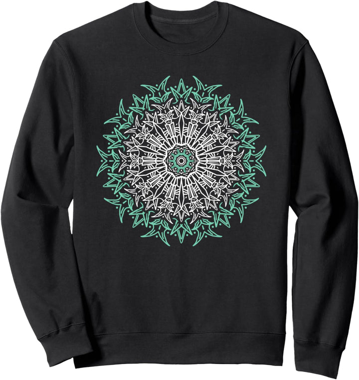 Vintage Exploding Mandala Illustration Zen Graphic Sweatshirt