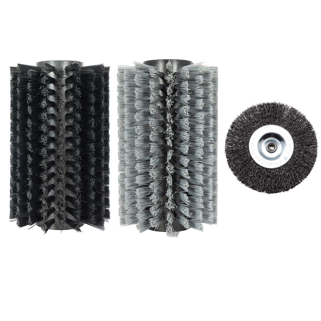 Bürstenwalzen Set aus Holzbürste + Steinbürste und Metall Fugenbürste für Holz und Stein, für Grizzl