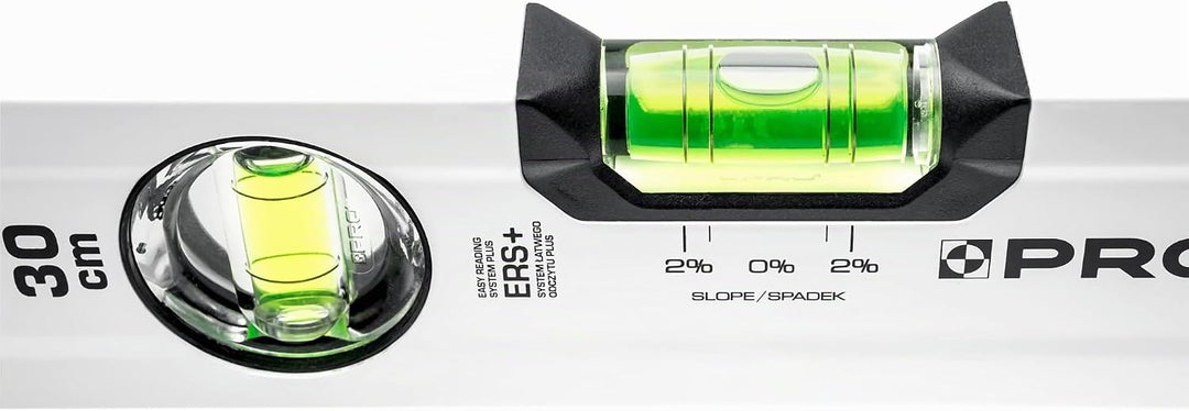 PRO600 Wasserwaage 30cm mit 2% Gefälle - Ergonomischen Profil und ERS+ (Easy Reading System) Präzise