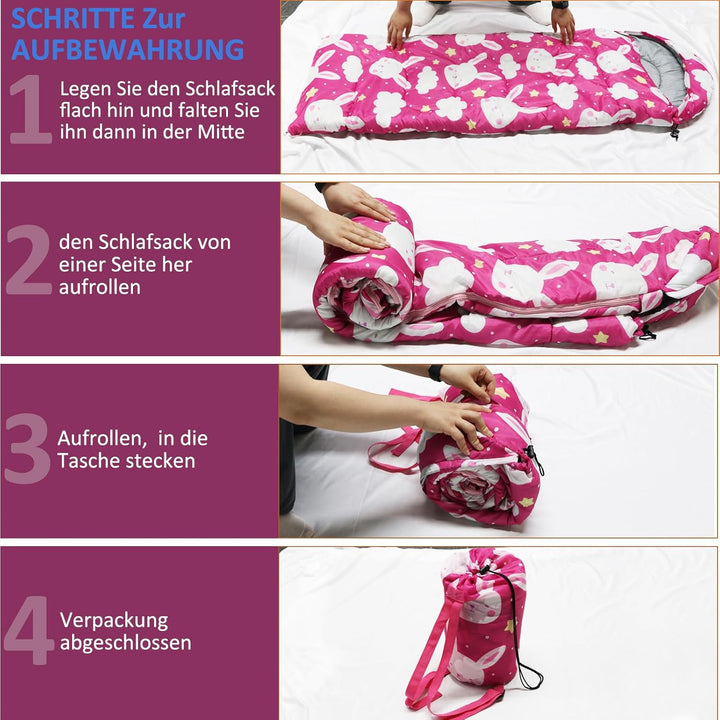 tuphen Kinder-Schlafsäcke – Camping-Schlafsäcke mit Tragetasche – kompakter Schlafsack zum Wandern,