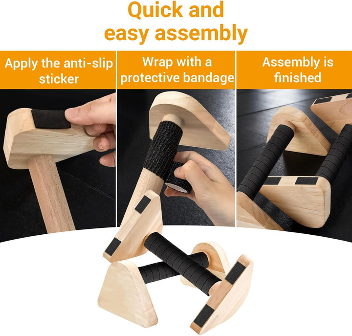 Liegestützgriffe aus Holz, 2 Stück Parallettes 20cm, Rutschfeste Handstand Griffe Nachhaltige, Calis