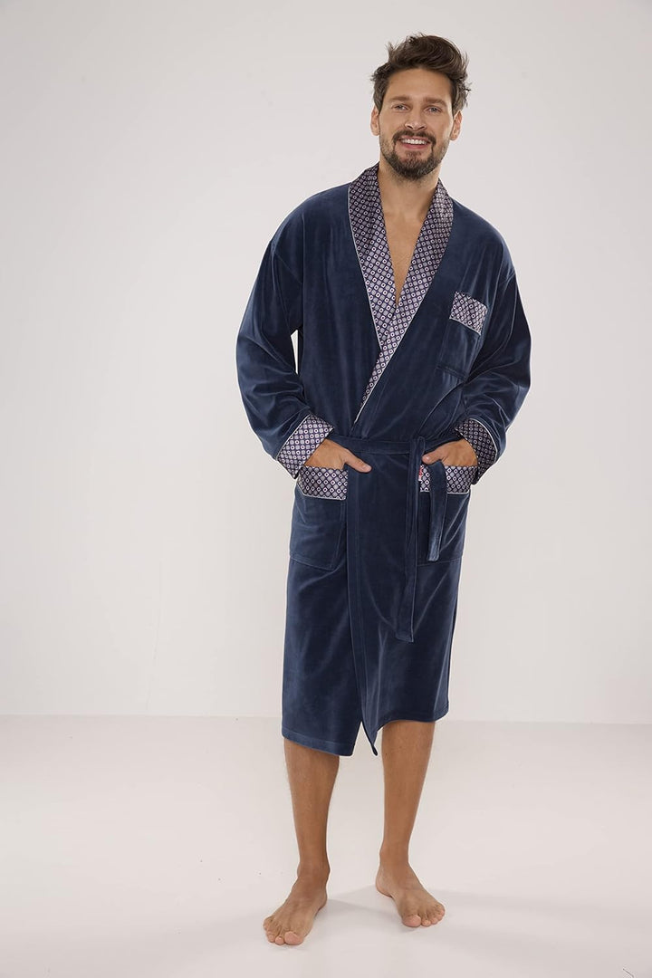 FOREX Lingerie edler und hochwertiger Baumwoll-Bademantel Herren-Mantel im tollen Design XXL Jeans,