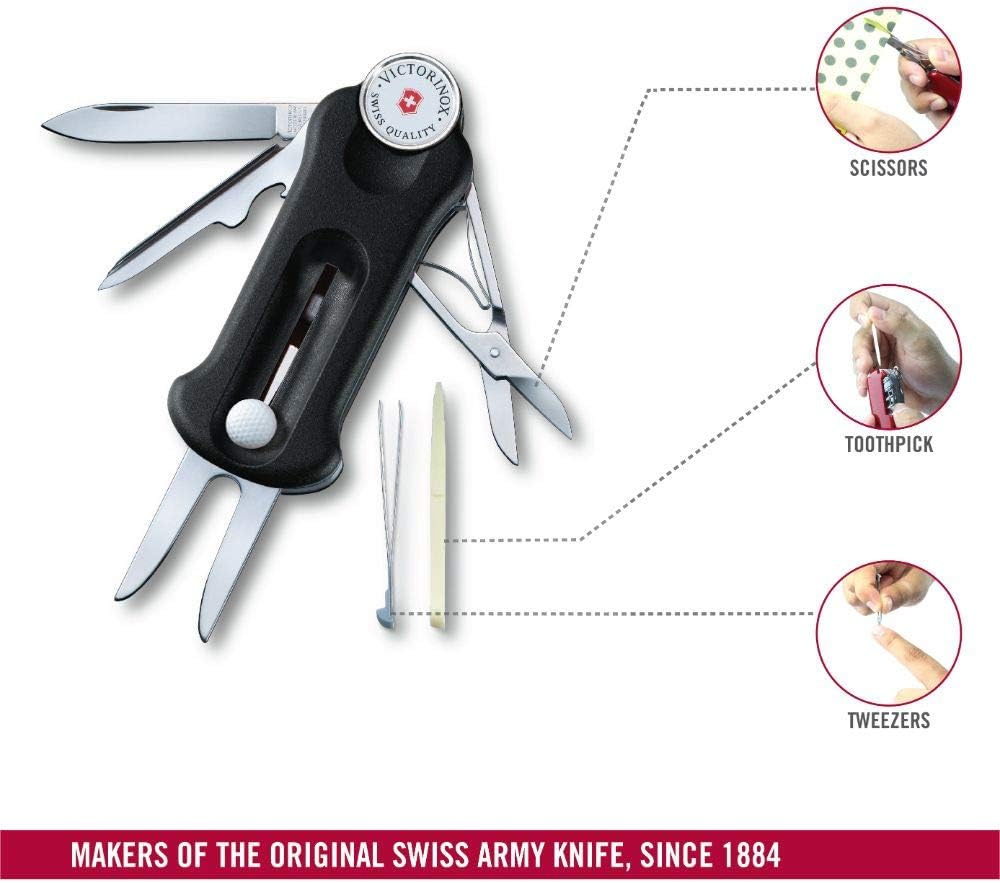 Victorinox, Schweizer Taschenmesser, Golf Tool, Multitool, Outdoor, 10 Funktionen, Klinge, gross, Re