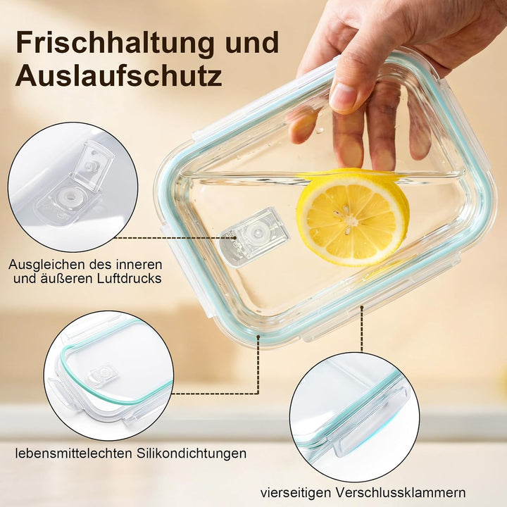 Frischhaltedosen glas mit deckel 3 Stück, glasbehälter mit deckel, Allround-Temperaturtoleranz, Präz