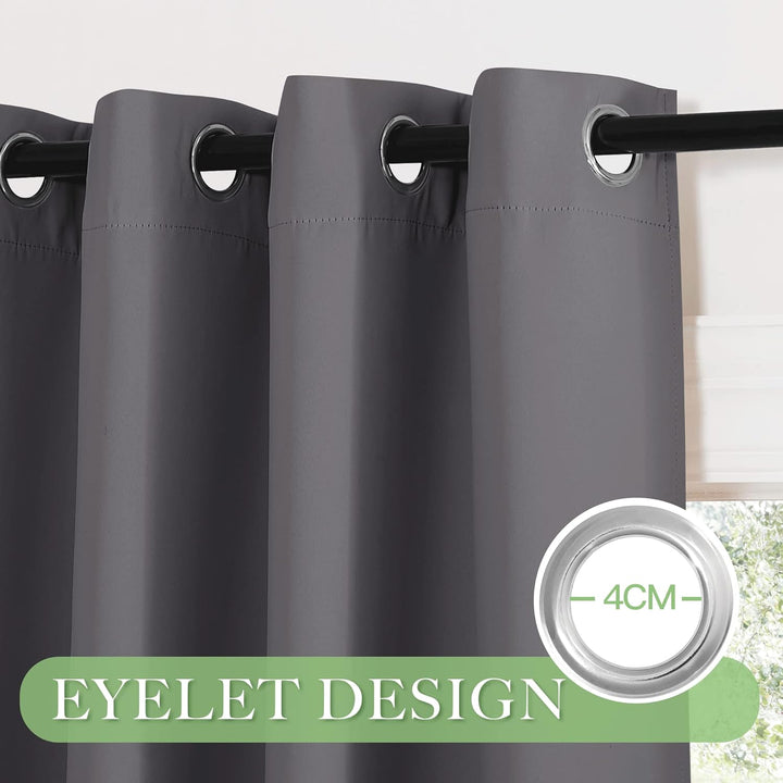 KGORGE Kurze Blickdichte Vorhänge Schlafzimmer Thermovorhang Kälteschutz Ösenschal 2er Set 175 x 140