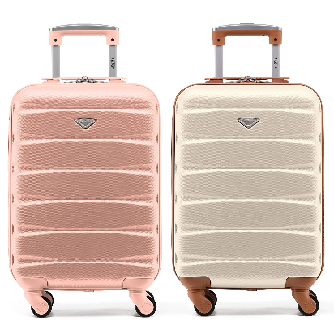 Flight Knight Suitcase Set of 2 Lightweight 4 Wheel ABS Hard Case Carry On Hand Luggage Approved for