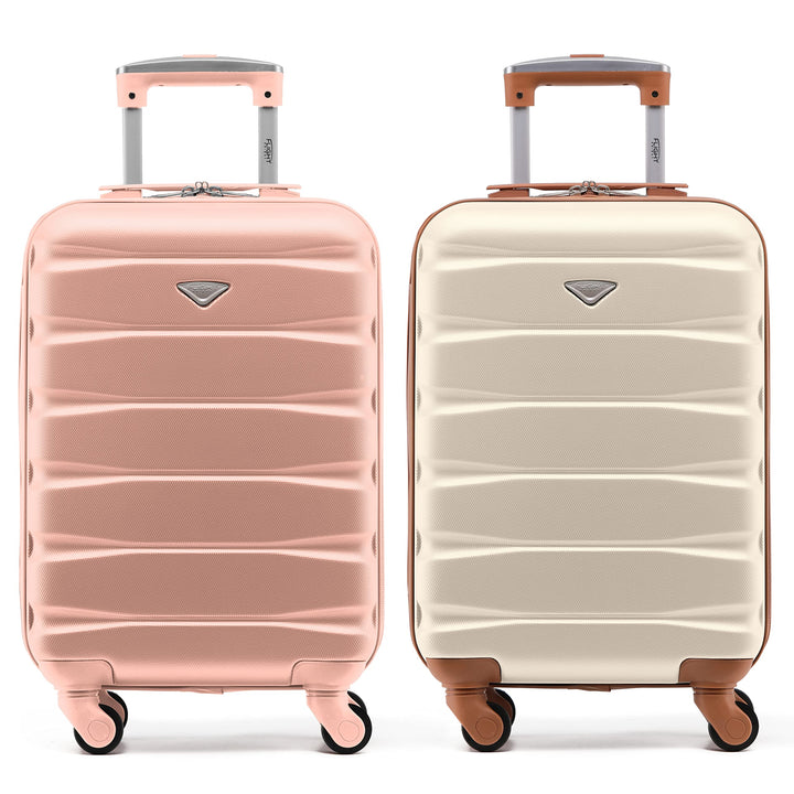 Flight Knight Suitcase Set of 2 Lightweight 4 Wheel ABS Hard Case Carry On Hand Luggage Approved for