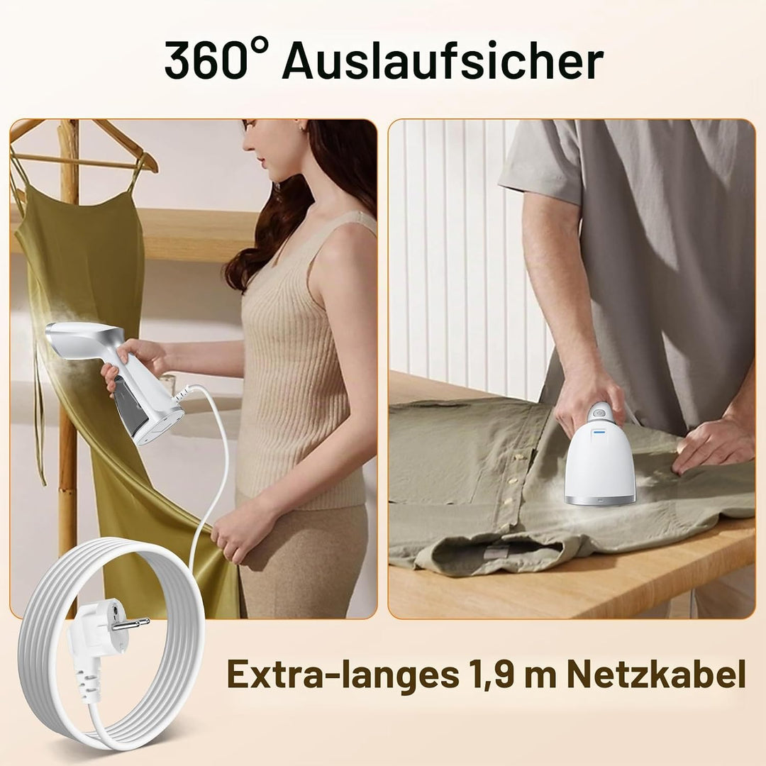1000W Steamer Dampfglätter, Tragbarer Dampfbürste, 14-18g/min Handheld Dampfbügeleisen, mit Abnehmba