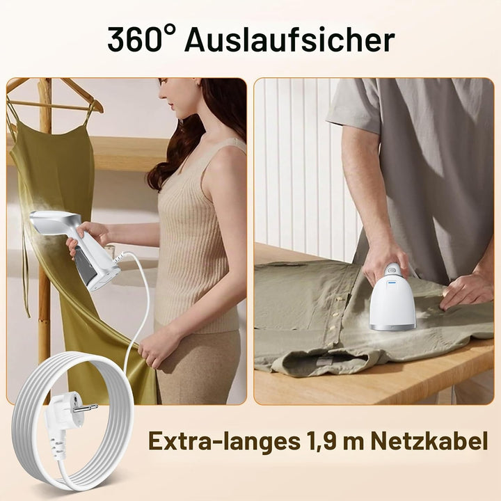 1000W Steamer Dampfglätter, Tragbarer Dampfbürste, 14-18g/min Handheld Dampfbügeleisen, mit Abnehmba