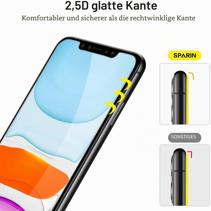 SPARIN Panzer Schutz Glas für iPhone 11 / XR und iPhone 12/12 Pro Schutzfolie, 3 Stück 9H Härte Glas