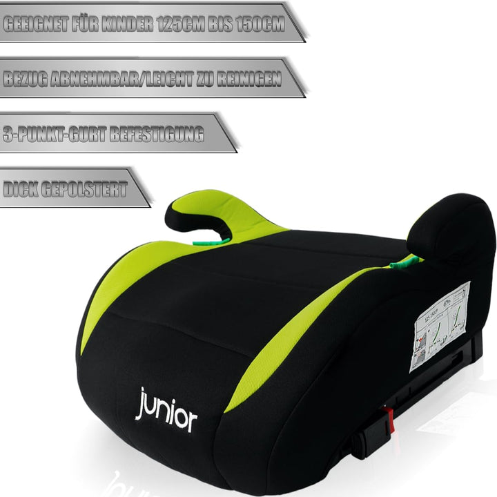 Sitzerhöhung mit ISOFIX Befestigungssystem i-Size Norm Kinder Auto Sitz 125 – 150 cm Körpergrösse EC