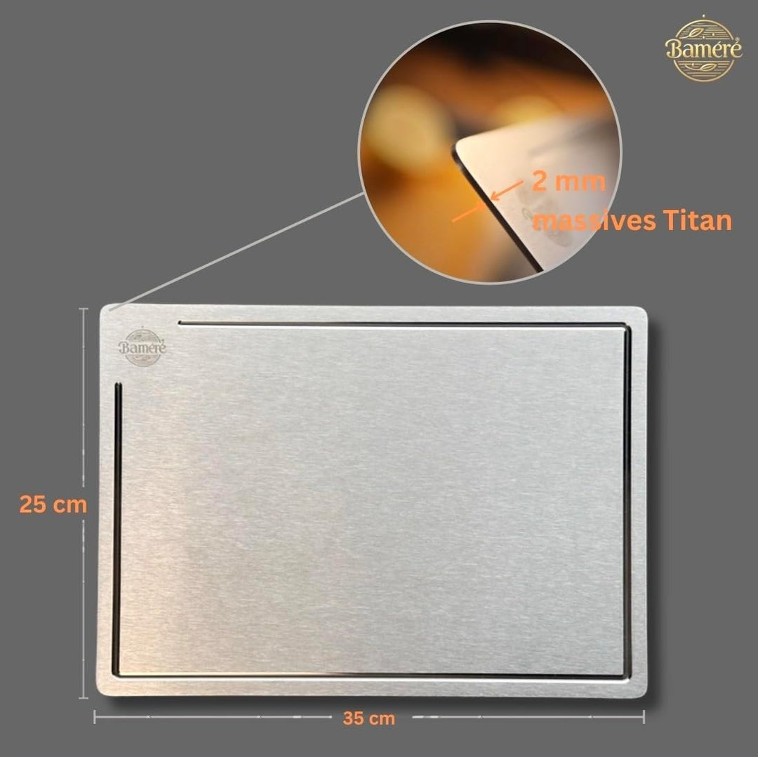 Baméré Titan-Schneidebrett, 100% reines Titan, antibakteriell, geruchsneutral, spülmaschinenfest, le