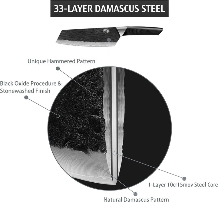2 tlg Damastmesser Set, 17,8 cm Bunka Messer und 12,7 cm Allzweckmesser, 67 Lagen Damaszener Stahl g