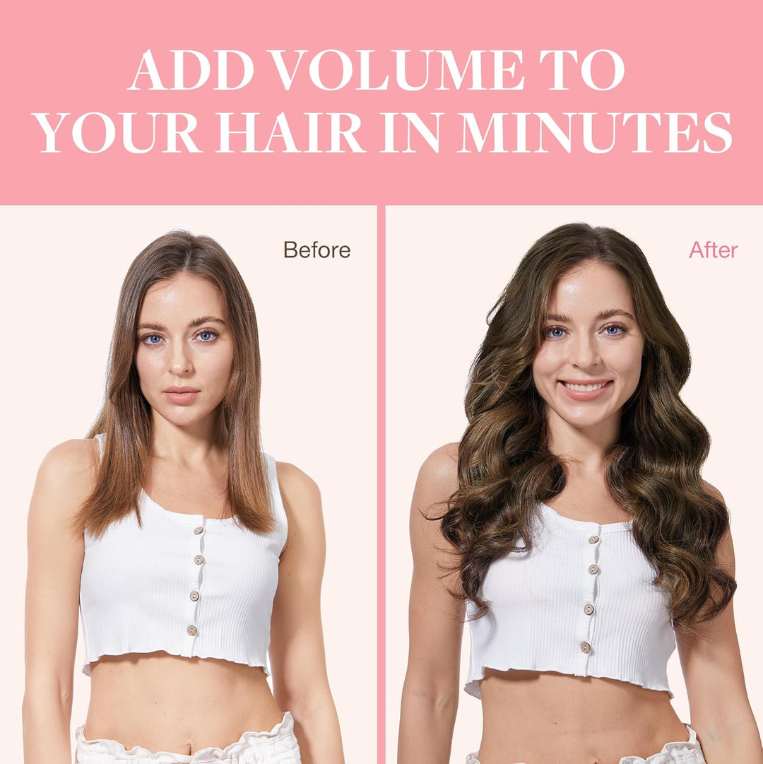 GOO GOO Clip in Extensions Echthaar, Echthaar Extensions Clip, 35cm 120g 7pcs, Clip In Haarverlänger