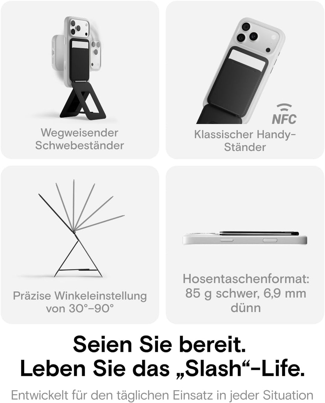 MOFT Handy Stativ für Smartphone, [Ultra Dünn & Tragbar] Faltebar MOVAS Veganes Leder Stativ für Mag