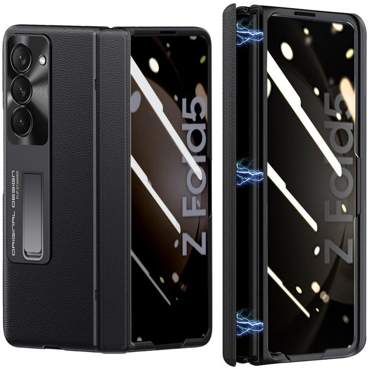 NINKI Kompatibel Samsung Galaxy Z Fold 5 Hülle mit Privacy Screen Protector,Kunstleder Magnetic Scha