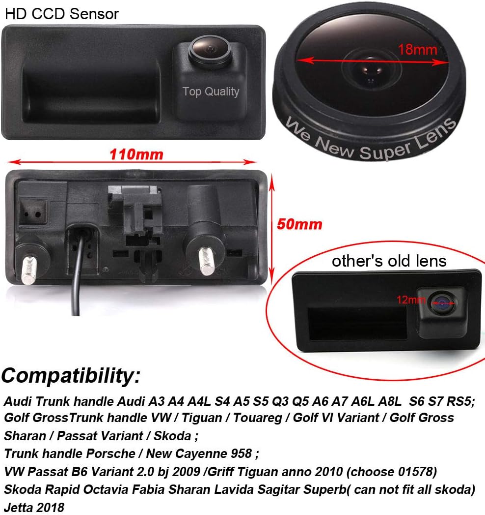 Dynavsal Griffleiste Auto Kamera 1280 * 720 Pixel 1000TV Linien HD Objektiv Wasserdicht 170 ° Super