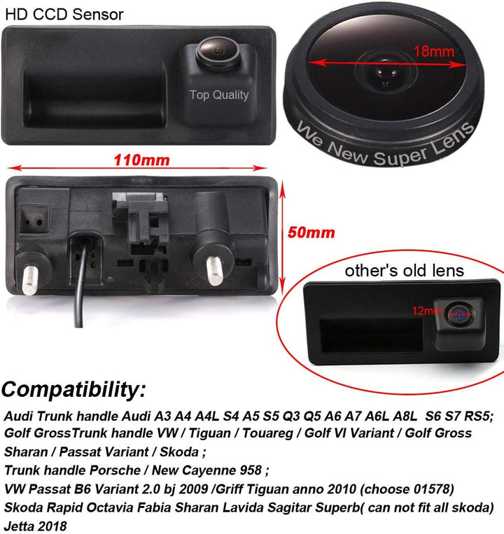 Dynavsal Griffleiste Auto Kamera 1280 * 720 Pixel 1000TV Linien HD Objektiv Wasserdicht 170 ° Super