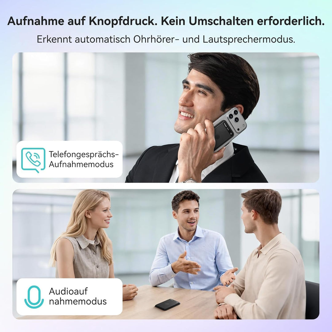 Mobvoi TicNote Lite KI Sprachrekorder 4 GB, KI-Notizgerät m. Echtzeit-Transkription & Zusammenfassun