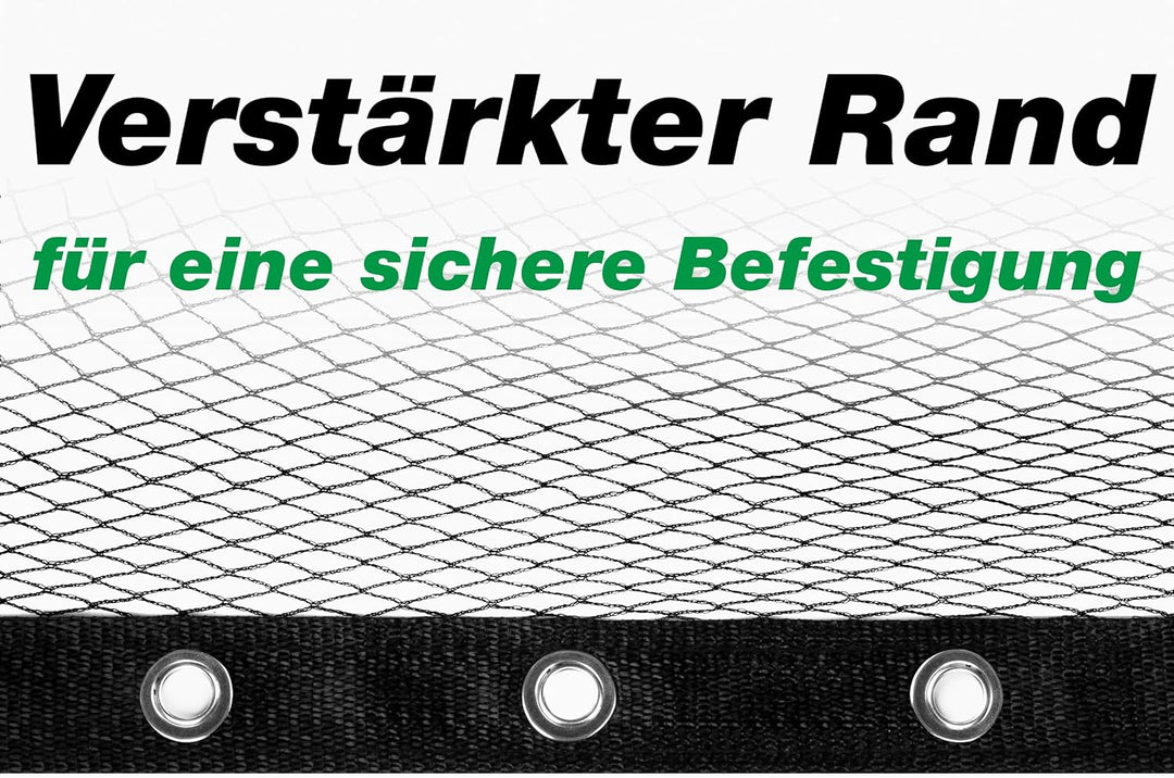 Abdecknetz (2x3m) schwarz mit Erdspiessen | feinmaschig (10x10mm) mit stabilem Rand | Teichabdeckung