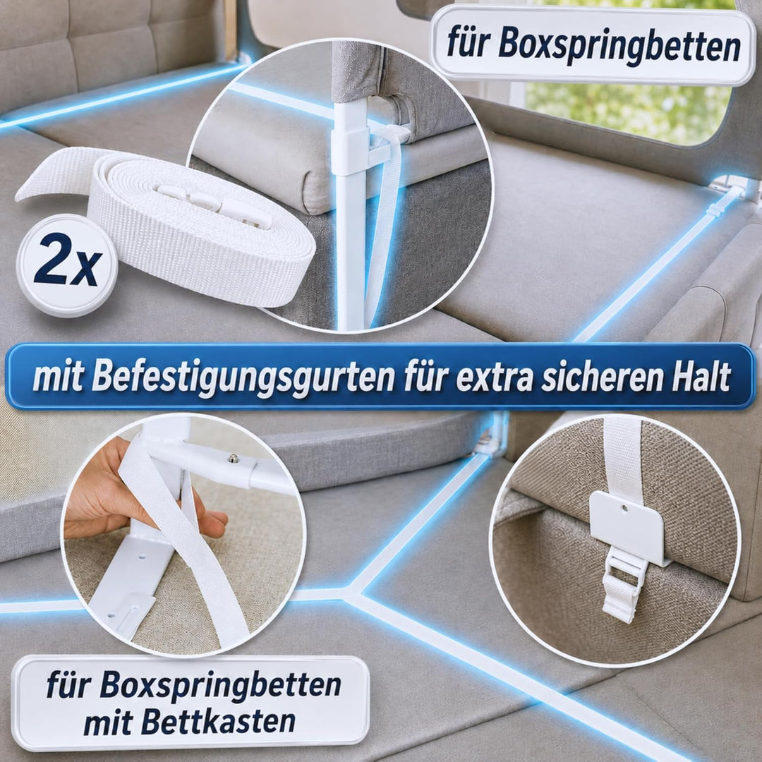 Rausfallschutz Boxspringbett & Bettgitter Rausfallschutz – Bettschutzgitter Set inkl. Befestigungsmö
