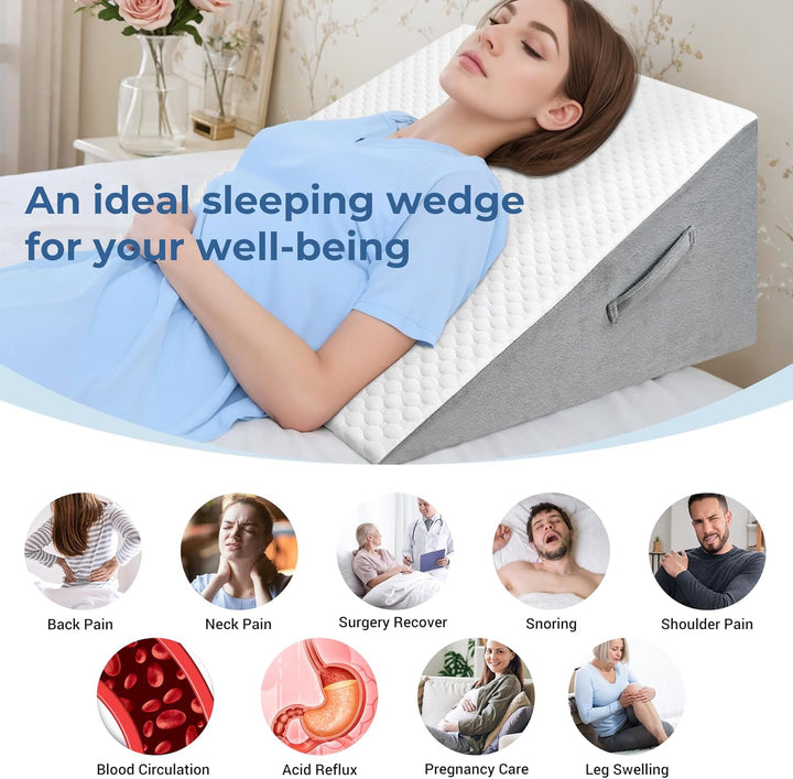 Vielseitig Keilkissen für Bett und Sofa-Hochdichteschaum Lesekissen-Ergonomischer Bettkeil für Reflu