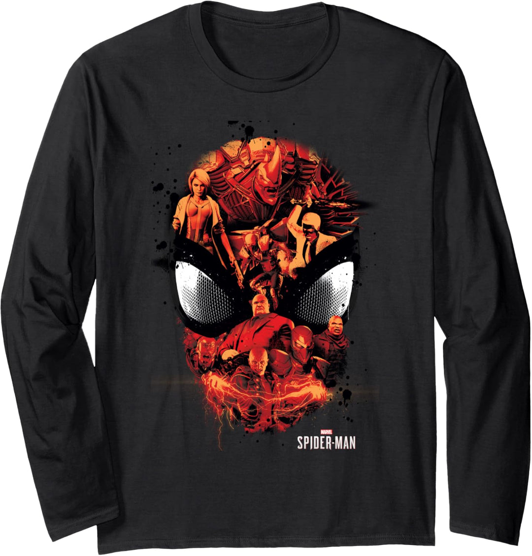Marvel Spider-Man Villains Mask Mashup Langarmshirt
