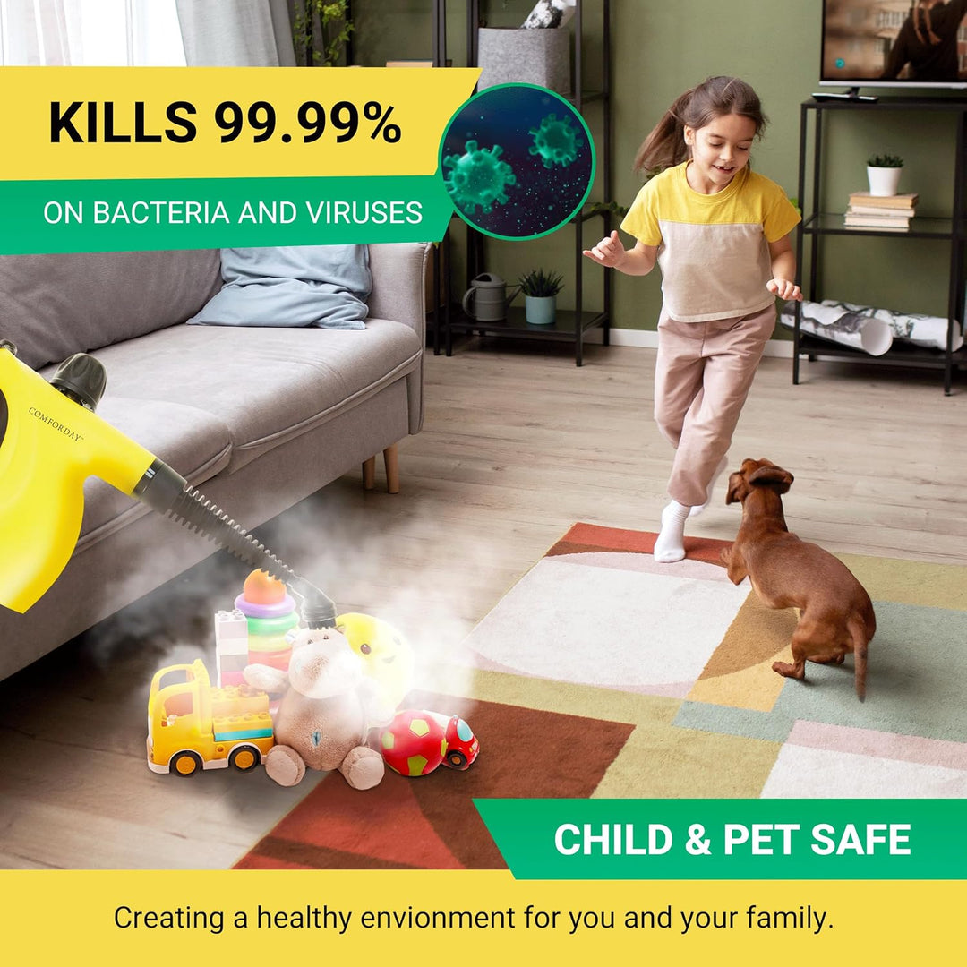 Comforday Multi-Purpose Steam Cleaner with 9-Piece Accessories, Handheld Steam Cleaner Perfect for S