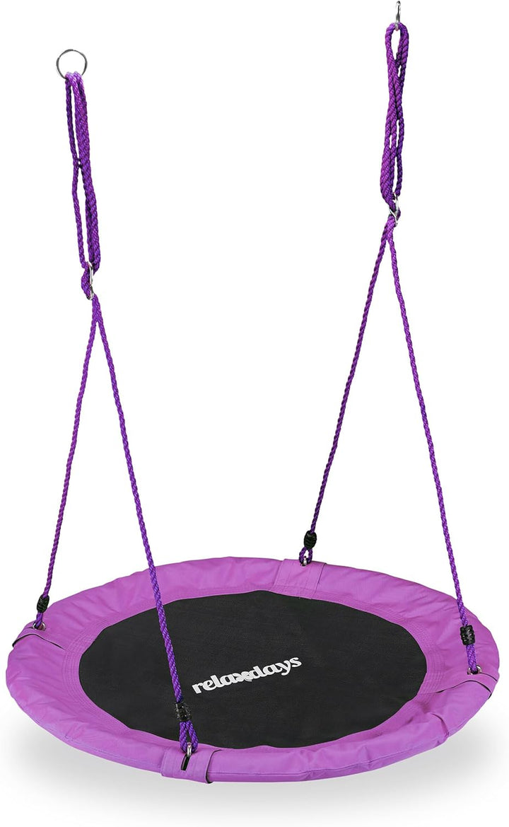 Relaxdays Unisex – Erwachsene, lila Nestschaukel, rund, für Kinder & Erwachsene, verstellbar, Ø 90 c