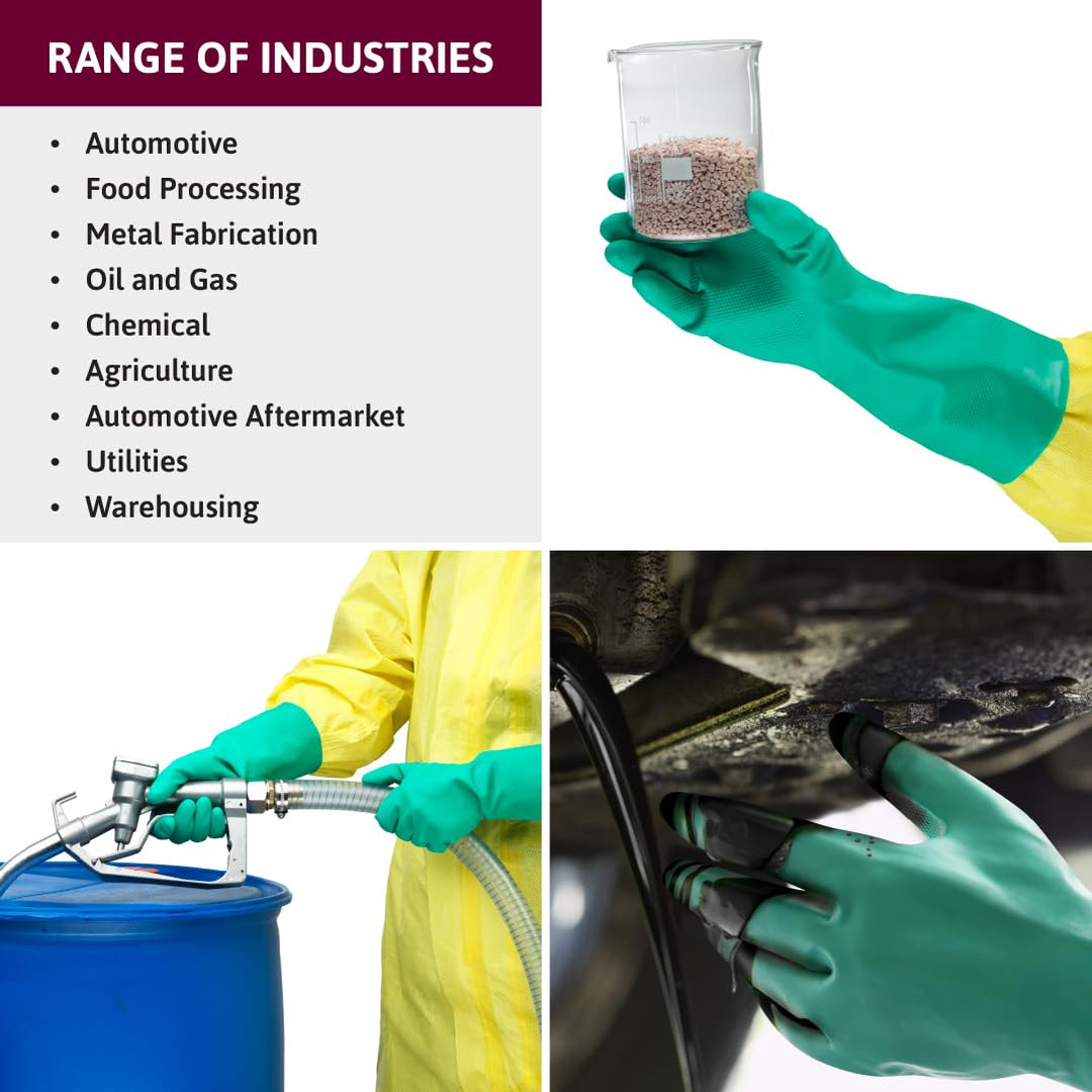 Ansell AlphaTec 37-676 Nitril-Handschuhe, Chemikalien- und Flüssigkeitsschutz, Grün, Grösse 10 (12 P