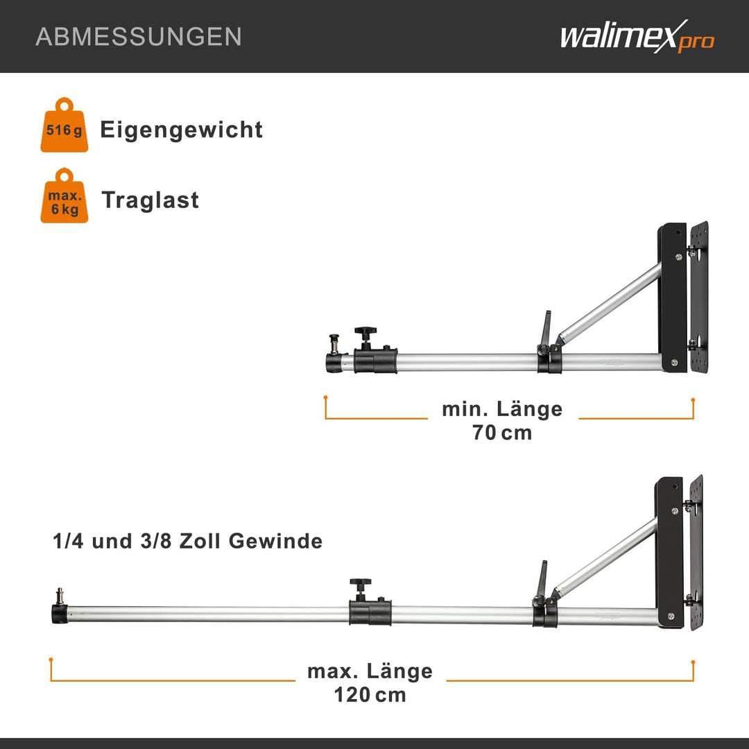 Walimex Wand-Lampenstativ (70-120 cm) Single, Single