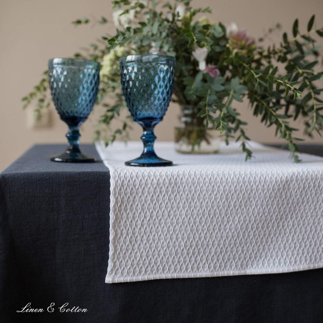 Linen &amp; Cotton Tischläufer Stoff Tischband Tischwäsche Maribella Einfach Genäht - 25% Leinen, 75% Ba