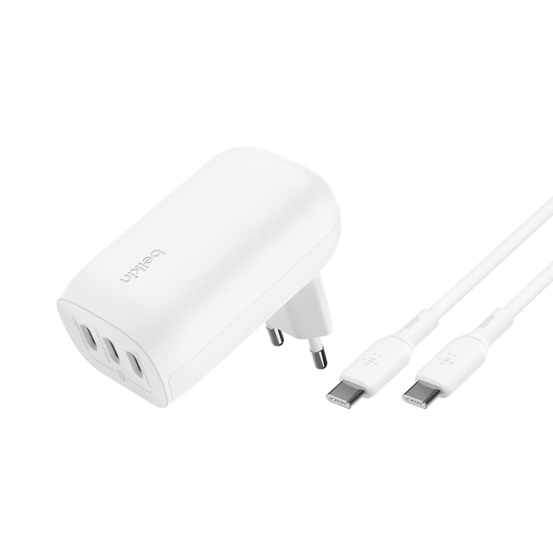Belkin BoostCharge USB-C-Ladegerät mit DREI Anschlüssen und PPS (67 W) PD 3.1-fähiges iPhone-Schnell