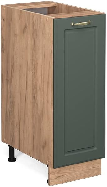 Vicco Apothekerschrank Fame-Line, Grün-Gold Landhaus/Goldkraft Eiche, 30 cm ohne Arbeitsplatte Grün-