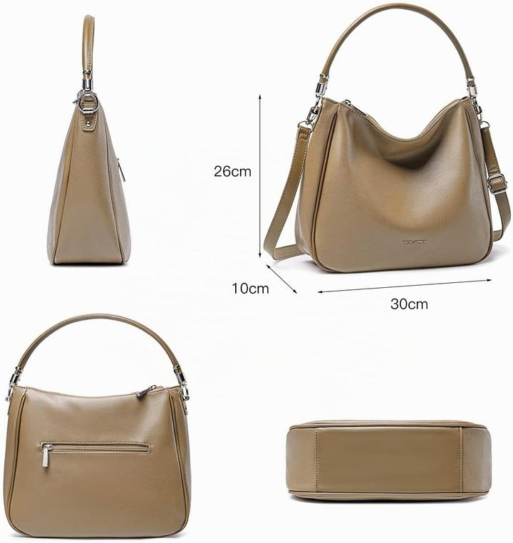 David Jones - Damen Schultertasche Hobo - Frau Umhängetasche PU Leder - Handtasche Top Griff Lange H
