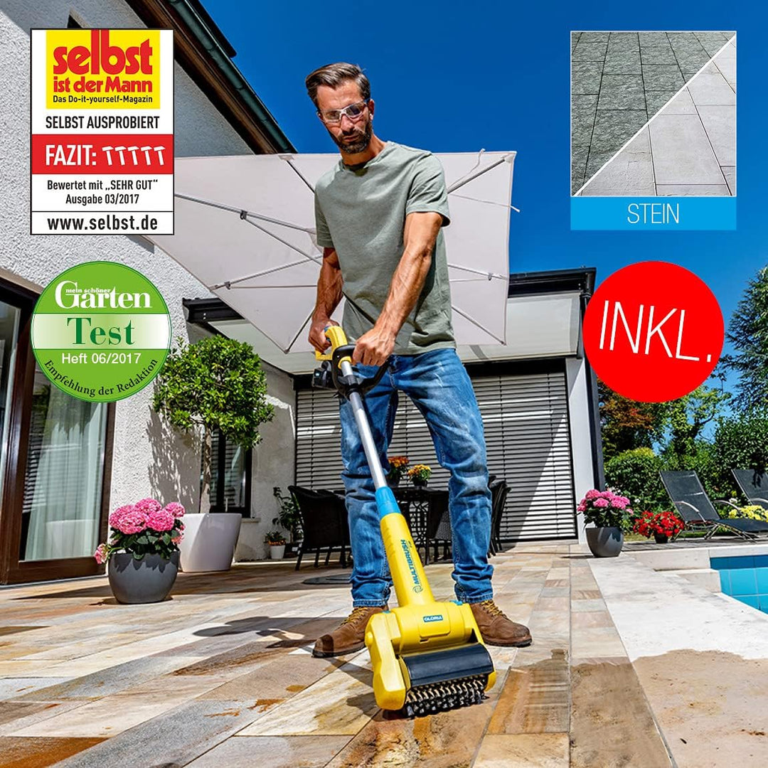 GLORIA MultiBrush li-on - Multifunktionale Akku-Bürste/Unkrautentferner | Nutzbar als Stein-, Holz-,