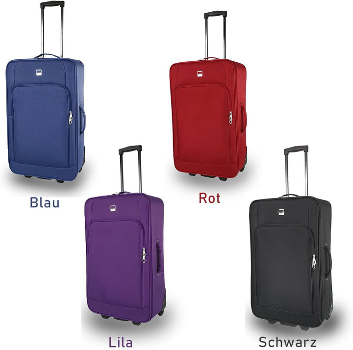 Stoffkoffer Trolley Reisekoffer Inline Rollen (Handgepäck-Mittel-Gross-Sehr Gross) (Schwarz, Sehr gr