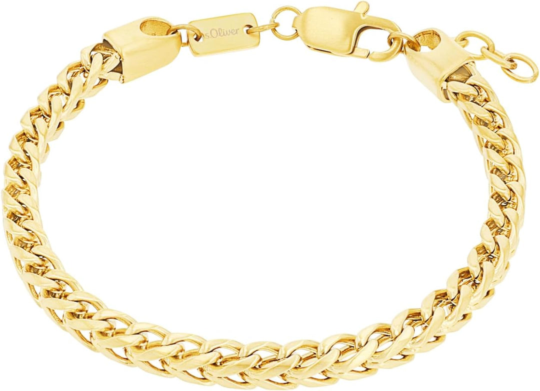 s.Oliver Identarmband Edelstahl Herren Armschmuck, Silber, Kommt in Schmuck Geschenk Box Gold, Gold