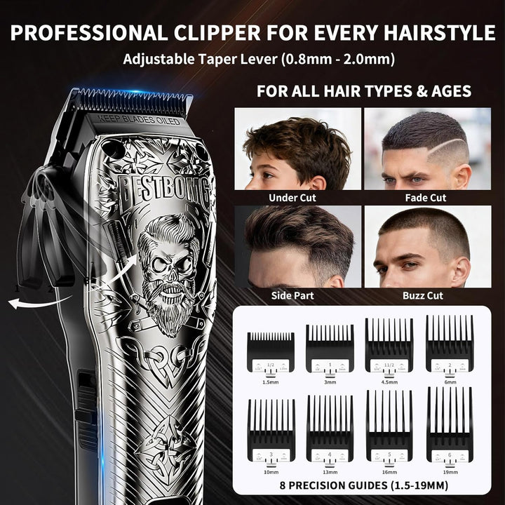 BESTBOMG Professionelle schnurlose Herren-Haarschneidemaschinen und Bartschneider-Sets und -Sets, Me