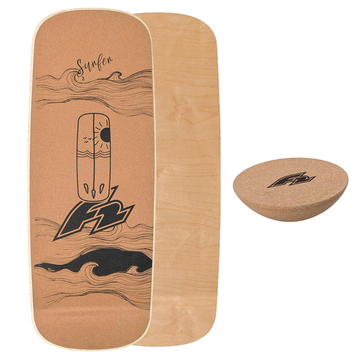 F2 Set Kork Balance Board Flat Shape + Halbkugel Modell wählbar aus Kork für Einsteiger und Profis -