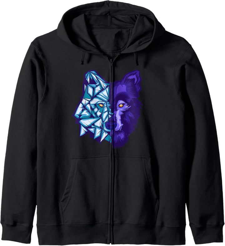 Awesome Wolf Geschenk geometrische Wölfe Kapuzenjacke