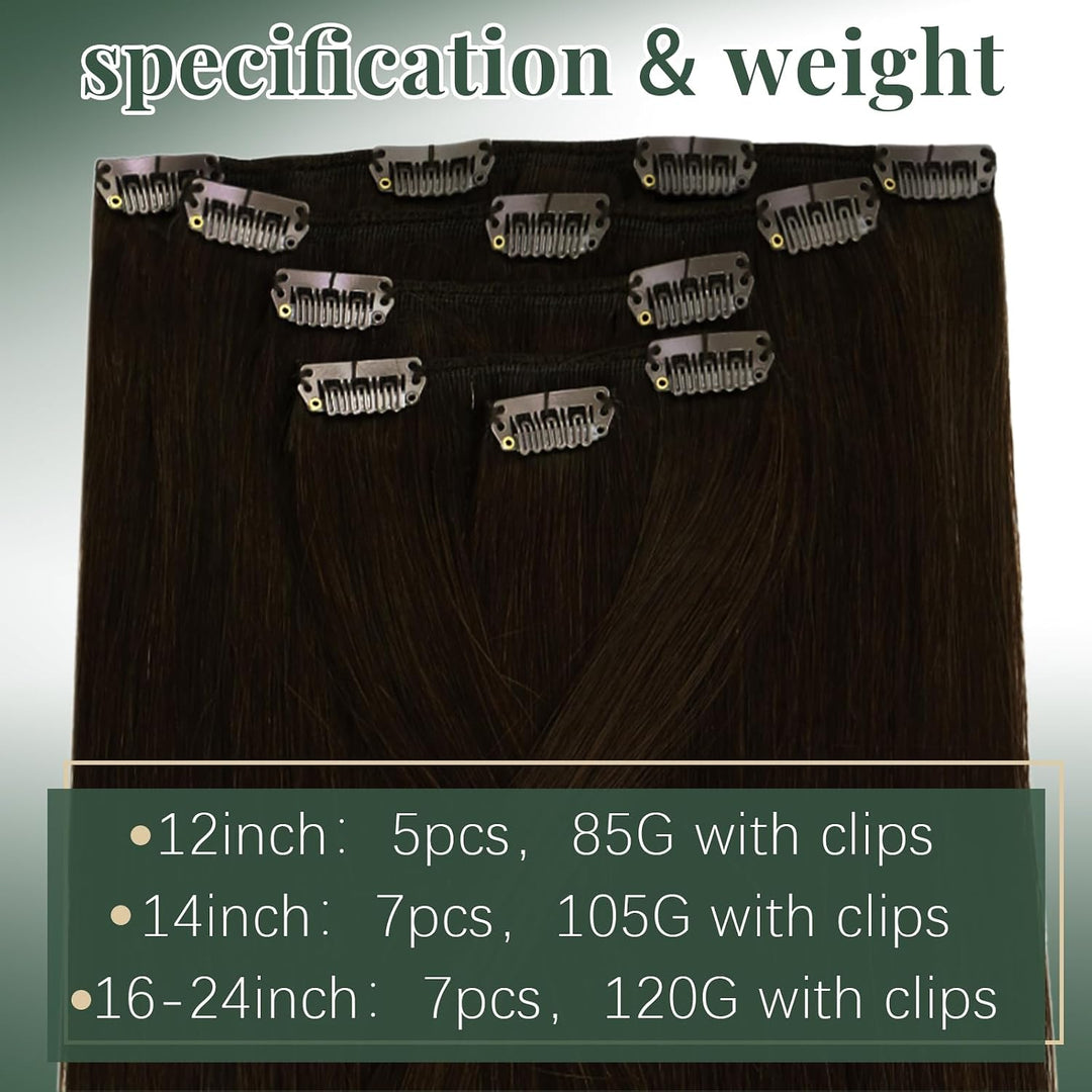 Ugeat Echthaar Clip in Extensions Schokobraun Clip Extensions Echthaar 30cm Clip in Extensions Braun
