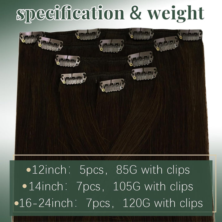 Ugeat Echthaar Clip in Extensions Schokobraun Clip Extensions Echthaar 30cm Clip in Extensions Braun