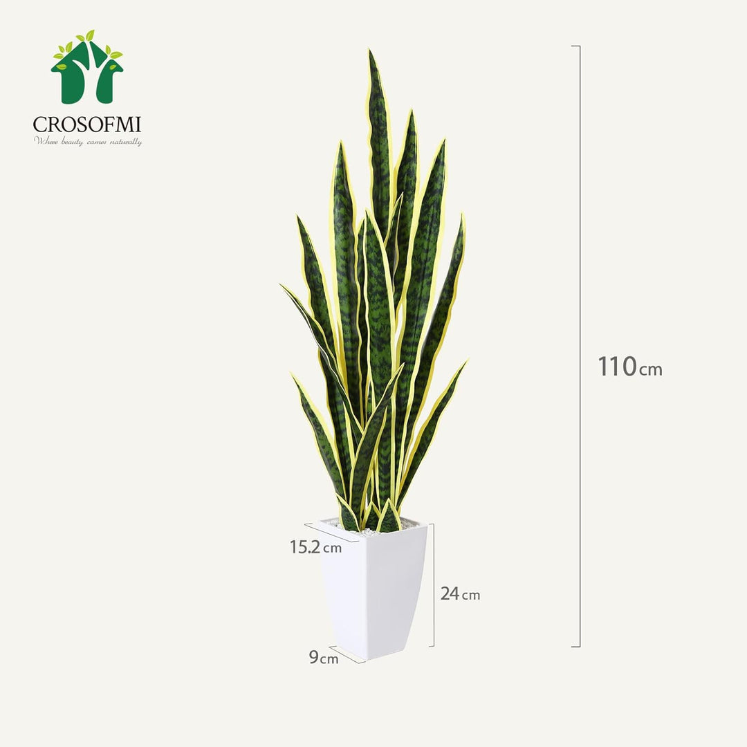 CROSOFMI Kunstpflanze Bogenhanf 110 cm Künstliche Pflanzen Gross Wie Echt Sansevieria Plastikpflanze