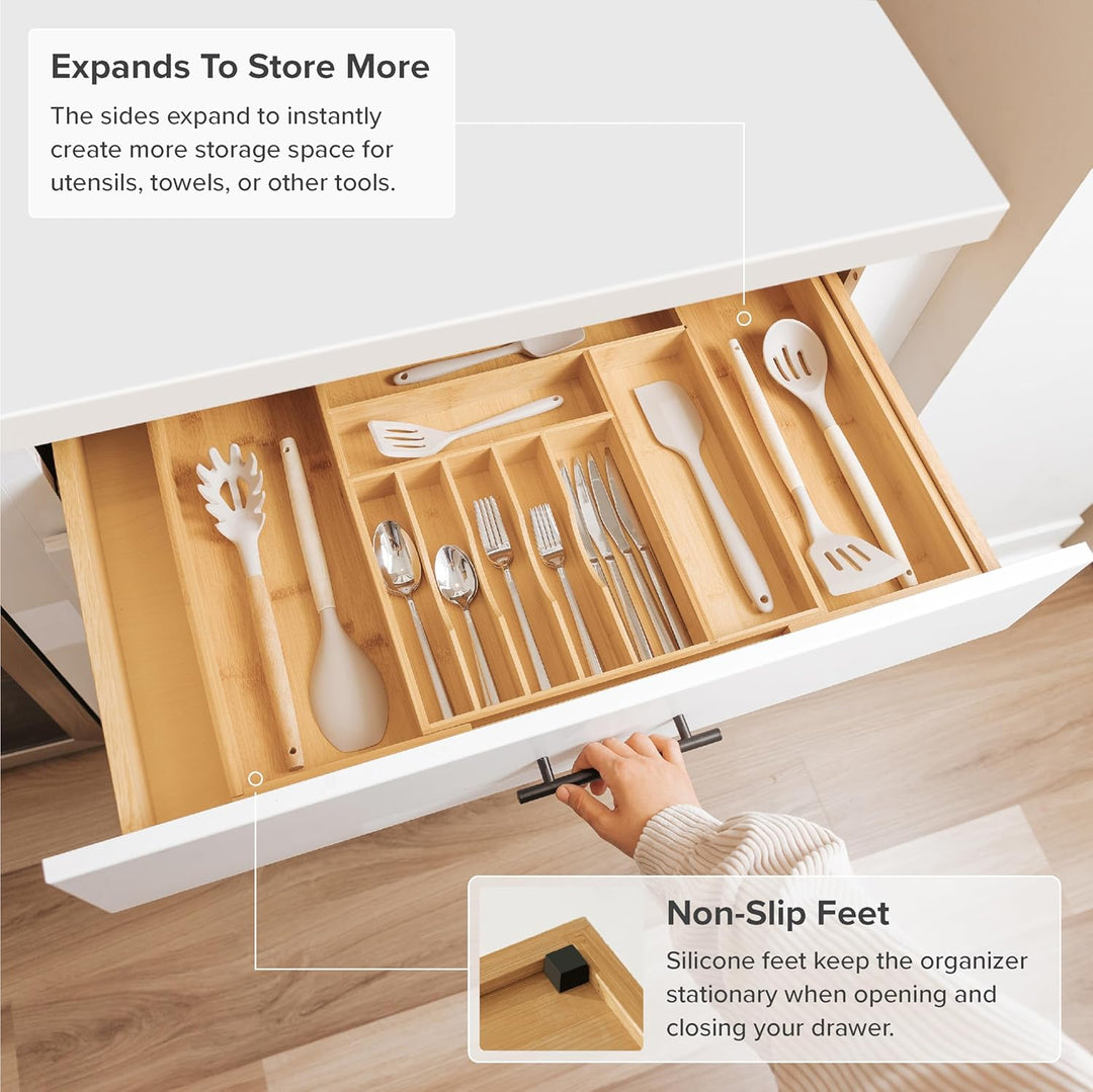 KitchenEdge Besteckkasten und Utensilien-Organizer für Küchenschublade, erweiterbar auf 71 cm Breite