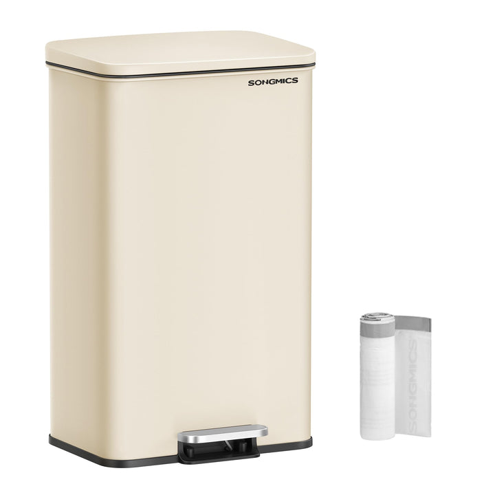 SONGMICS Mülleimer Küche, 40 Liter Abfalleimer, grosser Tretmülleimer, mit Deckel, aus Stahl, Softcl