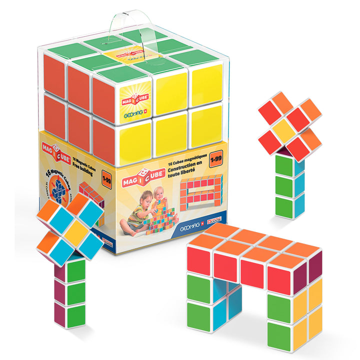 Geomag 126 - Magicube Free Building 16 Magnetwürfel für Konstruktionen, Baukasten Lernspielzeug 16 C